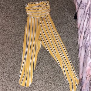 Strapless Striped Jumpsuit